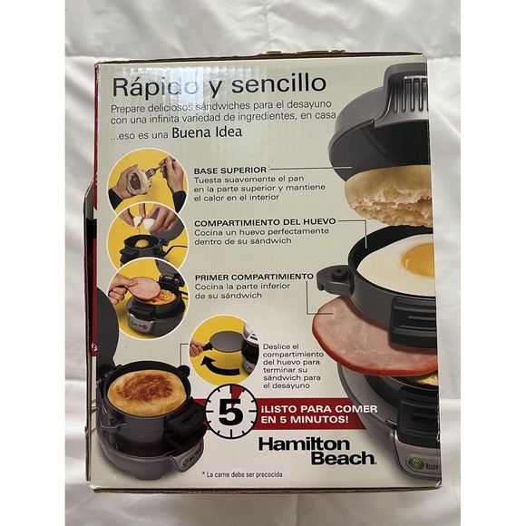 Hamilton Beach Breakfast Sandwich Maker Quick and Easy with Timer New In Box - Picture 7 of 8